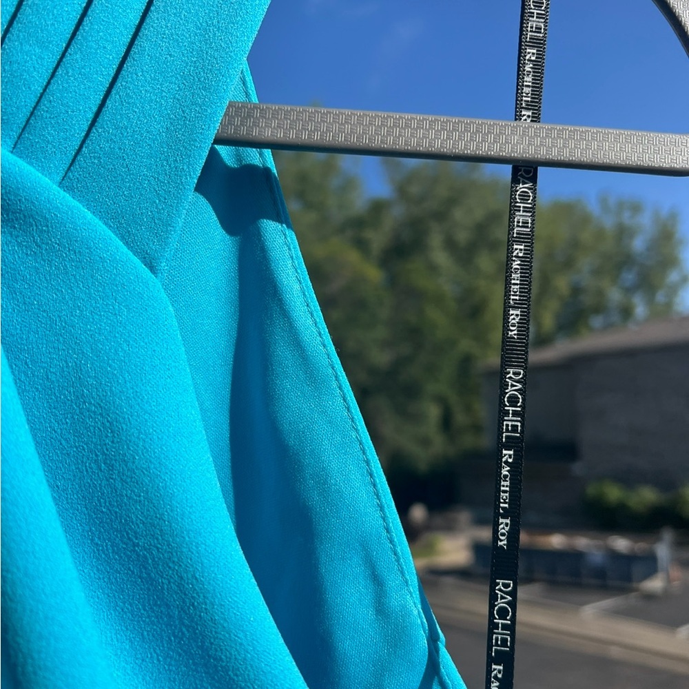 🆕🦋 Rachel Roy Aqua Blue Bodycon Midi Cocktail Dress M Wedding Party Evening - Picture 12 of 17